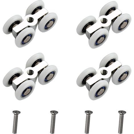Set mit 4 Schiebetürrollen für Duschen, Metallkugellager für Schiebetürschienen, geräuschloses Gleiten, geeignet für Dusche, Küche, Erkerfenster (1/5)