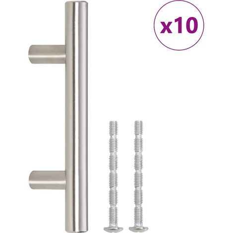 Poignées d'armoire 10 pcs Poignée de meuble argenté 64 mm acier inoxydable CFW94800 (1/5)