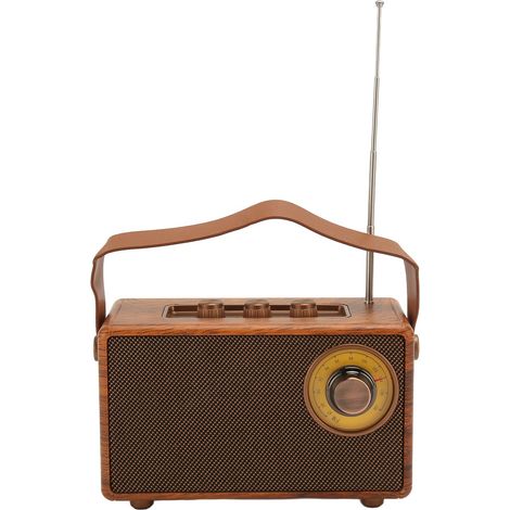 Enceinte Bluetooth rétro design imitation bois, son stéréo HiFi, BT 5.3, rechargeable USB, radio vintage.
