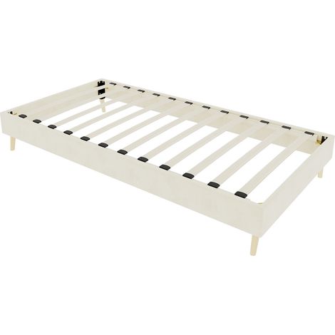 Lit coffre non inclus Cadre de lit 90 x 200 cm beige en tissu velours, base basse, style moderne (1/5)
