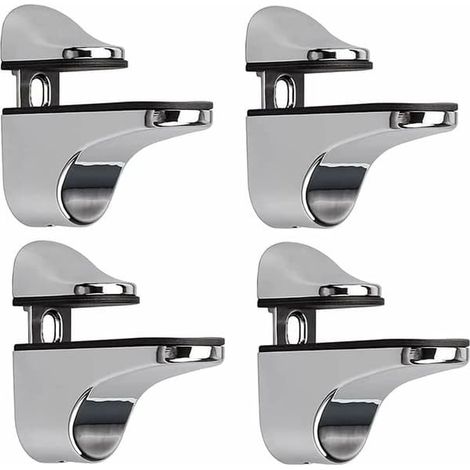 BelleRise - Lot de 4 supports réglables pour étagère en verre, pinces murales pour étagère en verre (1/5)