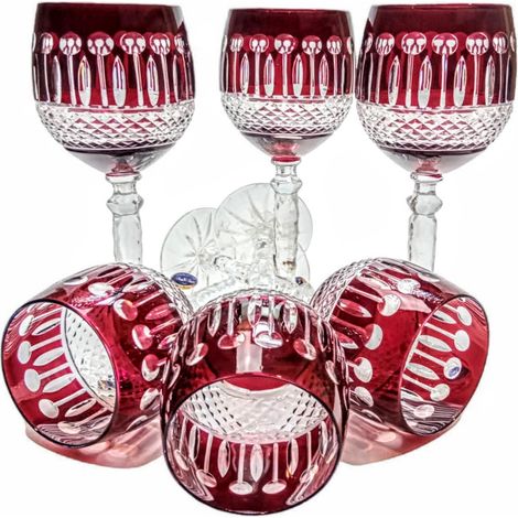 Copas de vino de cristal rubí de 280 ml, estilo francés. (1/5)