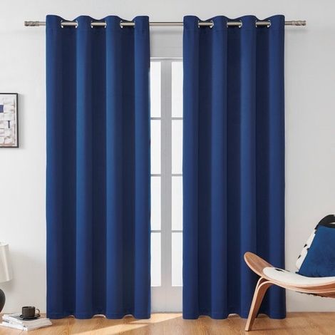 Cortinas opacas, paquete de 2, modernas, aislantes térmicas, ideales para salón y dormitorio - color gris - 132x160 mm (1/5)