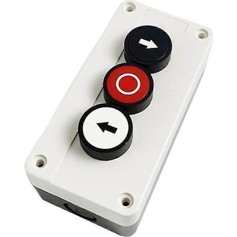 Boîtier de commande électrique étanche à trois boutons-poussoirs (2 NO, 1 NC), arrêt gauche-droite (1/5)