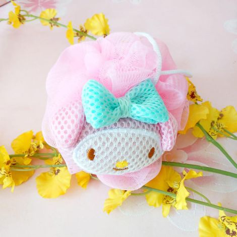 Boule de bain mignonne en forme de dessin animé, éponge de douche en luffa, outil de nettoyage corporel en PE pour le bain, lapin rose (1/5)