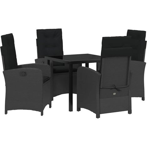 Maison Exclusive - Set da Pranzo per Giardino con cuscino 5 pcs Nero polyrattan (1/5)