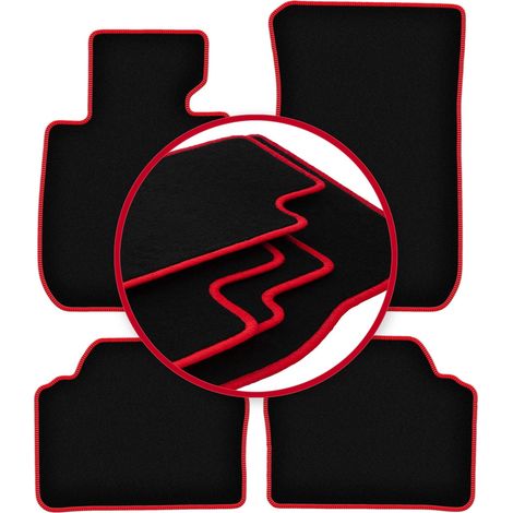 Tappetini in velluto con bordo rosso per: BMW 3 E90 berlina (2004-2011) (1/5)