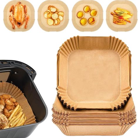 YMYNY Papier Sulfurisé pour Air Fryer,100 Pièces 16cm Papier Cuisson Air Fryer Paper Liner,Jetable Ant (1/5)