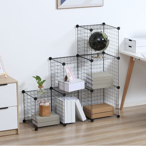 Scaffale cubo modulare 109x37x109 cm in metallo nero, 6 scomparti – MEUBLIV (1/5)