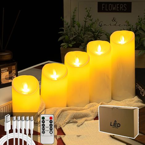 Bougies Chauffe-Plat LED Sans Flamme avec Télécommande et Minuterie, Effet Flamme Vacillante, 5 Pièces, Décoration (1/5)