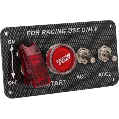 Kit de panneau de commande d'allumage 12 V 40 A avec bouton de démarrage moteur, style fibre de carbone, universel pour voiture de course (1/5)