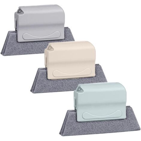 3 pièces Brosse de Nettoyage de rainure , Brosse de Nettoyage pour fenêtres Magiques, Fenêtre Brosse de Nettoyage,Porte Coulissante Piste Brosse de Nettoyage (gris, bleu, beige) (1/4)