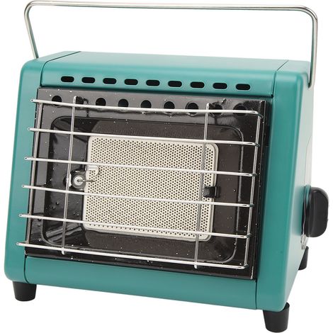 Chauffage à gaz portable multifonctionnel à allumage électronique, fonctionnant au butane, idéal pour le camping et les voyages en plein air (vert). (1/5)