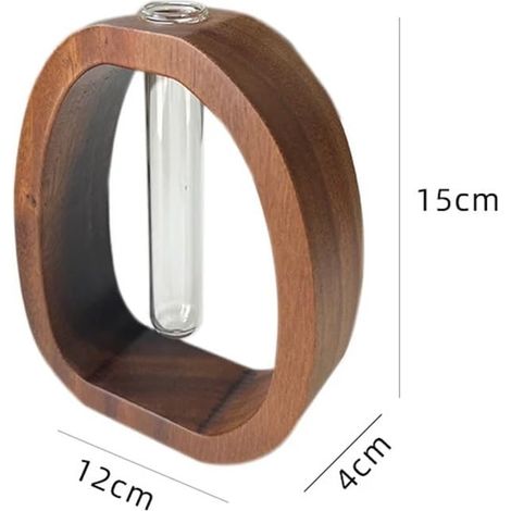 Vase en forme de gland avec support en bois, vase hydroponique en verre, pot de fleurs, terrarium pour plantes d'intérieur, décoration de bureau, accessoires pour la maison