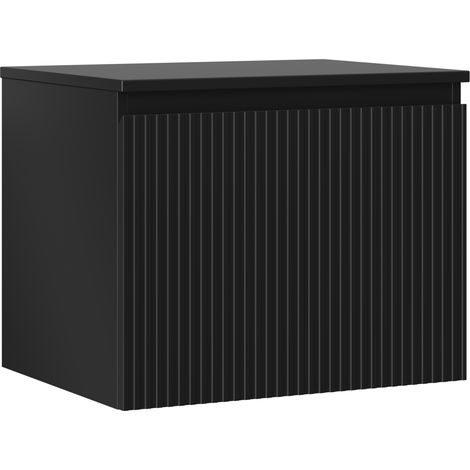 Mexen Rivel Badezimmerschrank unter Waschbecken 60 cm mit Arbeitsplatte, 1 Schublade, geriffelt, schwarz matt - 91A20-06047-1-B (1/5)