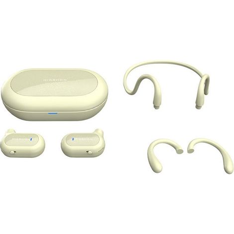 KLVGTIFS PU - Light yellow, non-in-ear, over-ear sports wireless earphones with long battery life and good sound quality. (1/4)