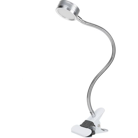 Lampe à pince USB, température de couleur chaude/froide, col de cygne orientable à 360° (argent) (1/5)