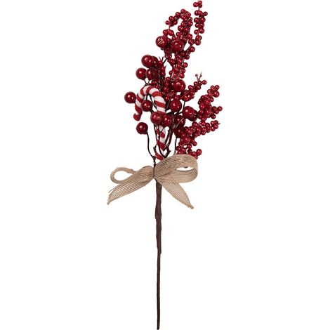 Décoration de Noël Branche Décorative en Plastique Rouge pour Vase 10 x 4 x 38 cm - PANGIVO