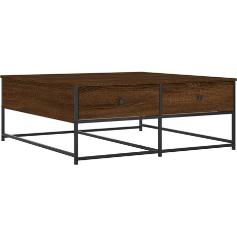 Mesa de centro con cajones diseño industrial moderno 100 x 99 x 40 cm madera de ingeniería marrón y metal DEC038613