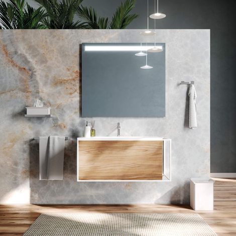 Lineabeta - Europa 100x80cm miroir LED dimmable avec cadre gris