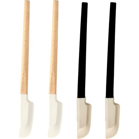 4 Pièces Spatules Silicone Avec Poignée En Bois, Maryse Pâtisserie Spatule, Résistante à La Chaleur Et Antiadhésive, Petites Spatules Pour Pâte, Pâtisserie, Mélange De Confiture (1/5)