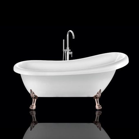 Vasca da bagno freestanding con piedini RICHMOND Bianca 155 cm Piedini di leone Rame