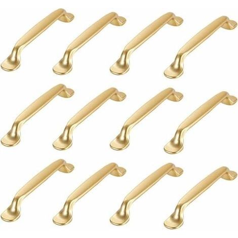 12 poignées de meubles dorées, poignées de porte de cuisine dorées, poignées de tiroir, poignées de tiroir de chambre, poignées d'armoire, porte de cuisine dorée