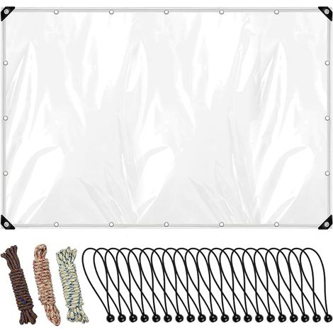 2 x 3 m 500 g/m² Transparent PVC Tarpaulin with Eyelets (1/5)