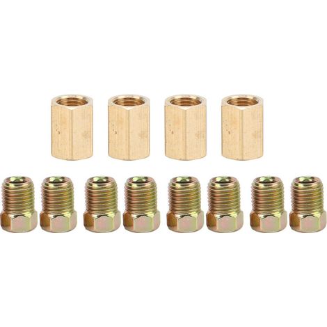 Jeffergarden Kit de 12 raccords de conduite de frein 3/8in24 Thread 4Union 8Nut Brass Universal for 3/16in Tube (1/5)