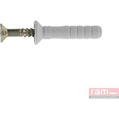 Cheville Tête Fraisée avec Clou-Vis TF, 6mm x 60mm, Seau de 100 (1/2)