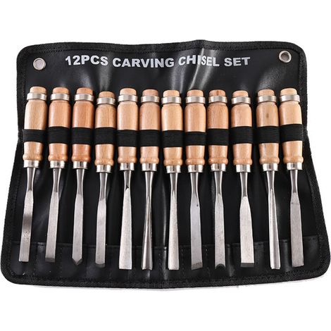 Outils de sculpture sur bois Ciseau à sculpter - 7.8", 12pcs