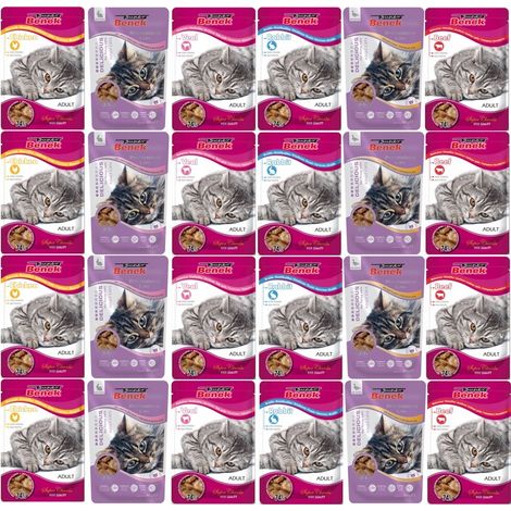 Super Benek, cibo umido per gatti in bustine, gusto misto, 24 x 100 g