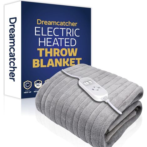 Dreamcatcher Deluxe Silver Electric Throw Heated Double Over Blanket Soft Fleece 9 Heat & 12 Timer Settings (1/5)