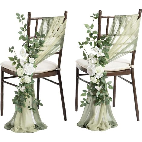 Flores decorativas para bodas, respaldos de sillas, flores artificiales, floristerías [2 juegos por bolsa] (112 caracteres) (1/5)