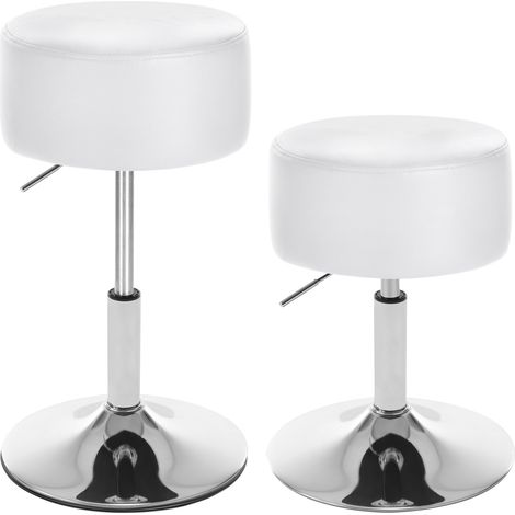 WOLTU Barhocker 2er Set, Schminkhocker Höhenverstellung, Barstühle rund, 360° Drehbar Bürohocker, gepolstert, Kunstleder, für Küchen Bar, Weiß (1/4)