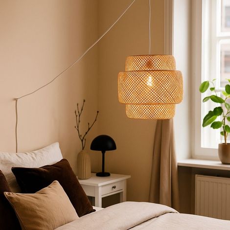 Lampada a sospensione in vimini "JENSEN" - Ø50cm - Con