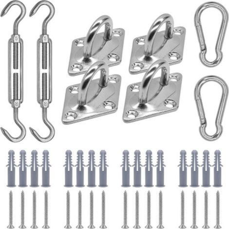 Shade Sail Mounting Kit, Sun Sail Mounting Kit, Shade Cloth Mounting, Triangle and Square, Rectangle Mounting, Marine Grade 316 Stainless Steel (M5 24-Pcs) (1/4)