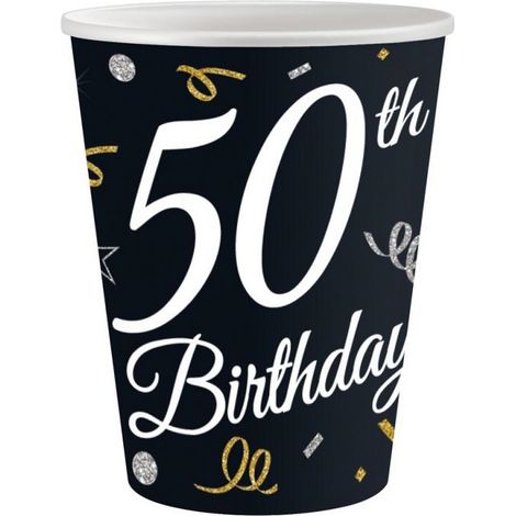 Bicchieri di carta per il 50° compleanno, 250 ml, 6 pezzi. (1/3)