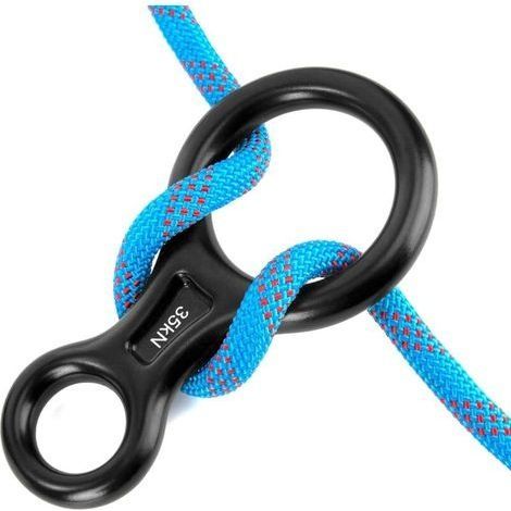 Descendeur Figure 8 Équipement de Descente 35KN Aluminium Escalade Descendeur de Anneau Rappel Robuste pour Escalade Descente Sauvetage, Loisirs de Plein Air Assurage 8–13 mm