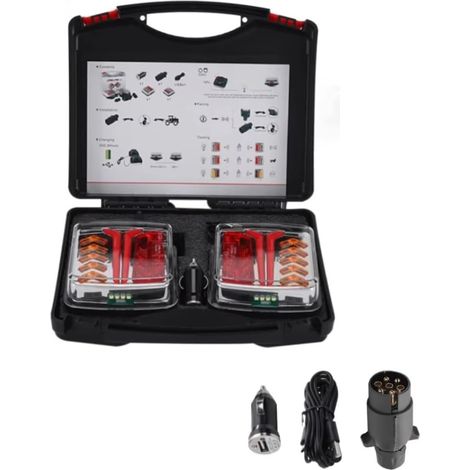 Feux arrière sans fil pour remorque, magnétiques, 12-24 V, panneau de remorquage, kit de feux arrière à LED R65 (1/5)