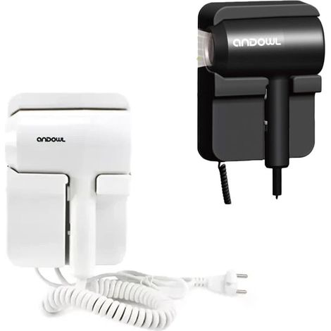 Andowl - Asciugacapelli Da Parete Hotel 1600w Da 1,6 Kw Con Supporto Cavo A Spirale 60 Cm Q-f1600 - (1/5)