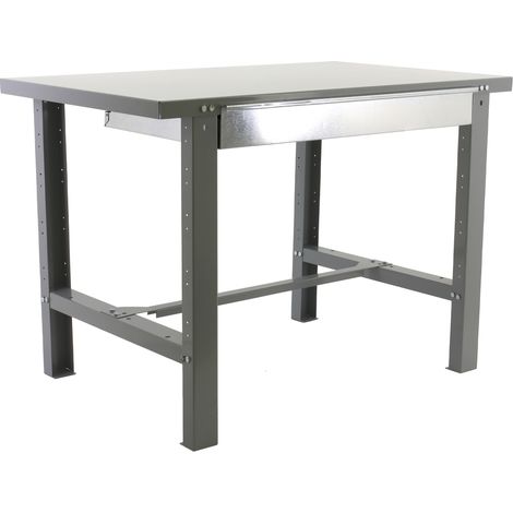 SimonRack Banco da Lavoro con Cassetto Telescopico a Chiusura Ammortizzata – Piano in Metallo 35 mm – Portata 600 kg – 830x1200x730 mm – Tavolo Fai da Te – Grigio – BT-6