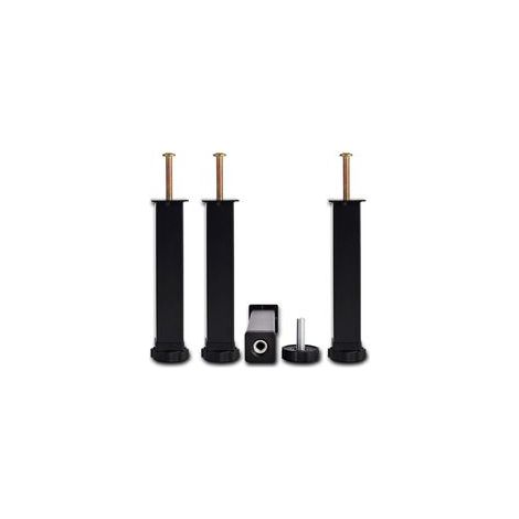 Lot de 4 Pieds de Lit Réglables 15-35cm pour Sommier à Lattes Universel Hauteur 30cm Vis M8x60mm Structure Métal Carré 3x3cm Noir (1/4)