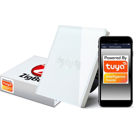 Interrupteur tactile en verre Tuya Zigbee pour stores blancs (1/5)