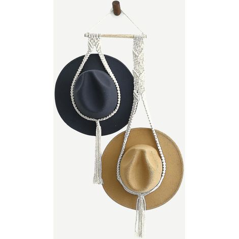 Porte-chapeaux en macramé style bohème, mural, pour femme, 100 % neuf, 105 cm (1/4)