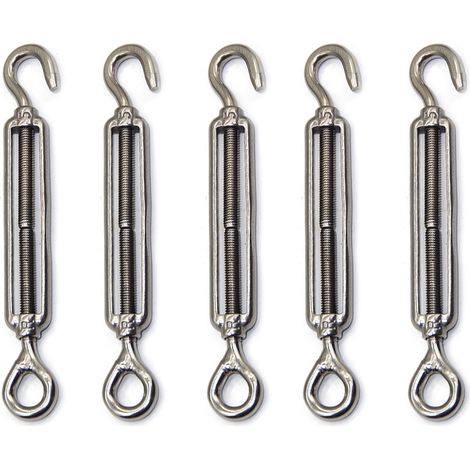 Paquete de 5 tensores de cable M4, acero inoxidable 304, tensor de cerca ajustable para tendedero, cerca de jardín (1/3)