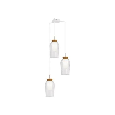Mantra Lámpara de Techo Colgante de cristal Nora 3 Luces el Champ E27 base redonda Ø 53cm - blanco/madera, negro/mármol, oro/blanco (1/4)
