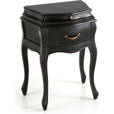 Chevet en bois d'acajou noir 4 tiroirs Klacik 57cm (1/5)