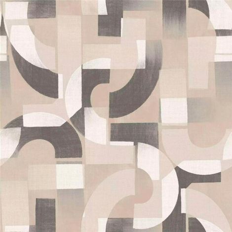 Grandeco Life Karuna Grey Wallpaper Geometric Pattern Overlapping Semicircles (1/4)