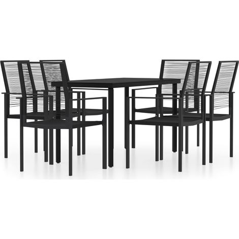 Maison Exclusive - 7-tlg. Garten-Essgruppe Schwarz
